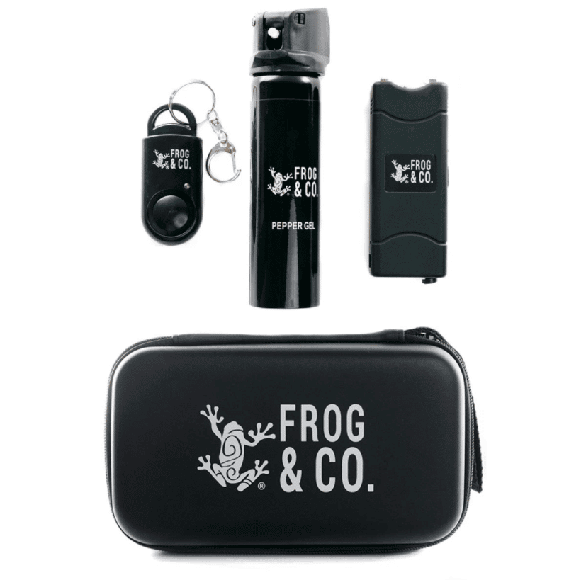 LifeShield® – Self Defense Kit w/ Stun Gun, Pepper Spray, Personal Alarm & Carrying Case by Frog & CO